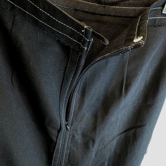 Topshop Asos Raw Edge Maxi Skirt Black Twill Topstitch Sz 10 Frayed Cotton Zip - Picture 10 of 15